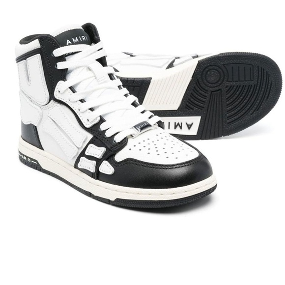 AMIRI Toddler High Top Genuine Leather Skull Bone Sneakers Size 9C - Picture 3 of 14